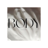 a black and white image of the word body on a white background