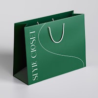 a green shopping bag on a white background